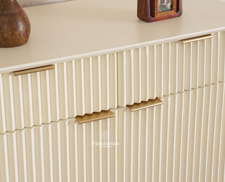 Bengaluru Solid Wood Shoe Rack Cabinet Two Doors and Drawers With Open Storage Furniselan Frosty White