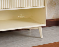 Bengaluru Solid Wood Shoe Rack Cabinet Two Doors and Drawers With Open Storage Furniselan Frosty White