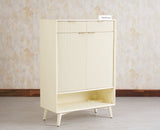 Bengaluru Solid Wood Shoe Rack Cabinet Two Doors and Drawers With Open Storage Furniselan Frosty White