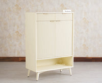 Bengaluru Solid Wood Shoe Rack Cabinet Two Doors and Drawers With Open Storage Furniselan Frosty White