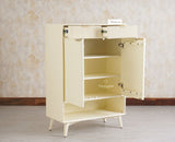 Bengaluru Solid Wood Shoe Rack Cabinet Two Doors and Drawers With Open Storage Furniselan Frosty White