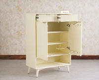 Bengaluru Solid Wood Shoe Rack Cabinet Two Doors and Drawers With Open Storage Furniselan Frosty White