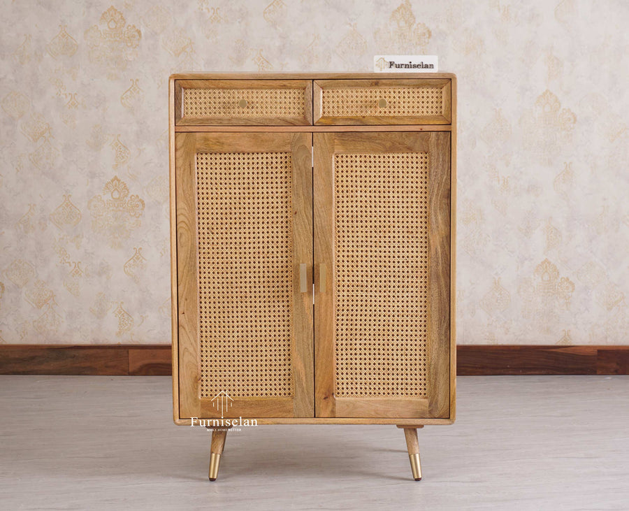 Boston Solid Wood Shoe Rack Cabinet - Sideboard - Furniselan - Natural-Finish