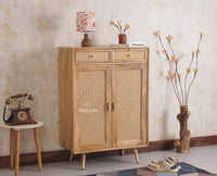 Boston Solid Wood Shoe Rack Cabinet - Sideboard - Furniselan - Natural-Finish