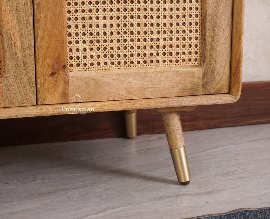 Boston Solid Wood Shoe Rack Cabinet - Sideboard - Furniselan - Natural-Finish