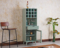 Bengaluru Solid Wood Tall Bar Cabinet Furniselan Silt Green