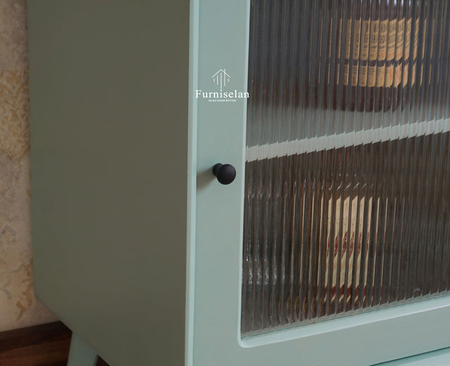 Bengaluru Solid Wood Tall Bar Cabinet Furniselan Silt Green