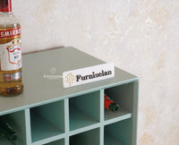 Bengaluru Solid Wood Tall Bar Cabinet Furniselan Silt Green