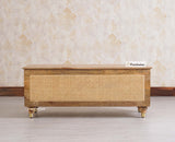 Boston Solid Wood Rattan Storage Trunk Box Furniselan Natural Finish