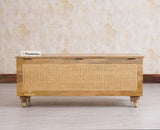 Boston Solid Wood Rattan Storage Trunk Box Furniselan Natural Finish