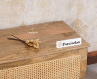 Boston Solid Wood Rattan Storage Trunk Box Furniselan Natural Finish