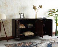 Horniman Circle Solid Wood Three Door Sideboard Cabinet Furniselan Grey Finish