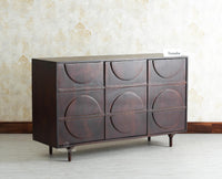 Horniman Circle Solid Wood Three Door Sideboard Cabinet Furniselan Grey Finish