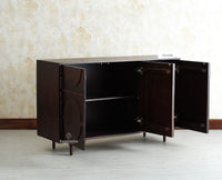 Horniman Circle Solid Wood Three Door Sideboard Cabinet Furniselan Grey Finish