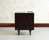 Horniman Circle Wooden One Door Bedside Table Nightstand Grey Finish