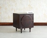 Horniman Circle Wooden One Door Bedside Table Nightstand Grey Finish