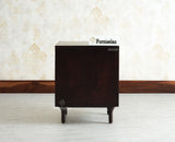 Horniman Circle Wooden One Door Bedside Table Nightstand Grey Finish