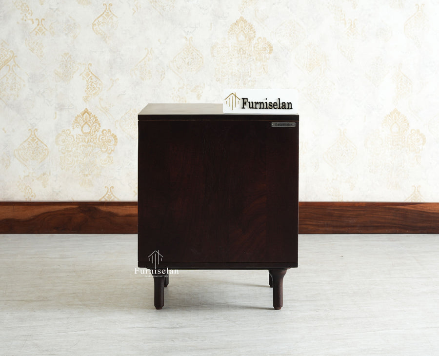 Horniman Circle Wooden One Door Bedside Table Nightstand Grey Finish