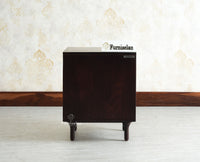 Horniman Circle Wooden One Door Bedside Table Nightstand Grey Finish