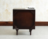 Horniman Circle Wooden One Door Bedside Table Nightstand Grey Finish
