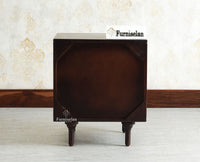 Horniman Circle Wooden One Door Bedside Table Nightstand Grey Finish