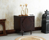 Horniman Circle Wooden One Door Bedside Table Nightstand Grey Finish