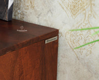 Horniman Circle Wooden One Door Bedside Table Nightstand Brown Finish