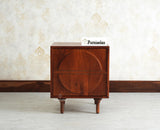 Horniman Circle Wooden One Door Bedside Table Nightstand Brown Finish