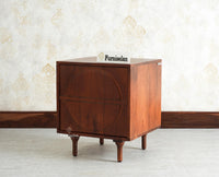 Horniman Circle Wooden One Door Bedside Table Nightstand Brown Finish