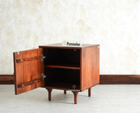 Horniman Circle Wooden One Door Bedside Table Nightstand Brown Finish