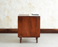 Horniman Circle Wooden One Door Bedside Table Nightstand Brown Finish