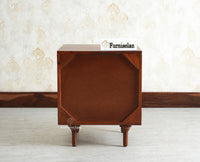 Horniman Circle Wooden One Door Bedside Table Nightstand Brown Finish