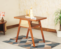 SmartFit Compact Solid Wood Rattan Cane Dining Set Two Seater Furniselan Brown Finish