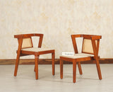 SmartFit Compact Solid Wood Rattan Cane Dining Set Two Seater Furniselan Brown Finish