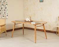 Antilia Solid Wood Six Seater Dining set with Six Chairs Furniselan Natural Finish