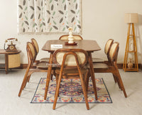 Antilia Solid Wood Six Seater Dining set with Six Chairs Furniselan Teak Finish