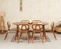 Antilia Solid Wood Six Seater Dining set with Six Chairs Furniselan Teak Finish