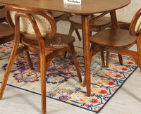 Antilia Solid Wood Six Seater Dining set with Six Chairs Furniselan Teak Finish