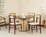 Boston Loop Solid Wood Round Four Seater Dining Set - Dining Set - Furniselan Grey Finish