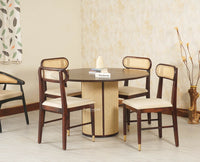Boston Loop Solid Wood Round Four Seater Dining Set Furniselan Grey Finish