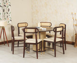 Boston Loop Solid Wood Round Six Seater Dining Set - Dining Set - Furniselan Grey Finish