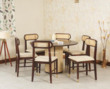 Boston Loop Solid Wood Round Six Seater Dining Set - Dining Set - Furniselan Grey Finish