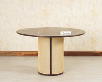 Boston Loop Solid Wood Round Four Seater Dining Set Furniselan Grey Finish