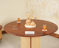 Boston Loop Solid Wood Round Four Seater Dining Set Furniselan Brown Finish