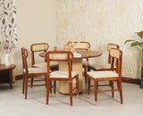 Boston Loop Solid Wood Round Six Seater Dining Set - Dining Set - Furniselan Brown Finish