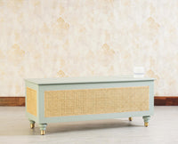 Boston Solid Wood Rattan Storage Trunk Box - Trunks & Cabinets - Furniselan Silt-Green