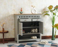 Alexandria Solid Wood Shoe Rack Two Drawer Two Door - Furniselan  Cool-Grey