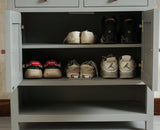 Alexandria Solid Wood Shoe Rack Two Drawer Two Door - Furniselan  Cool-Grey