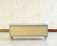 Boston Solid Wood Rattan Storage Trunk Box - Trunks & Cabinets - Furniselan Cool-Grey