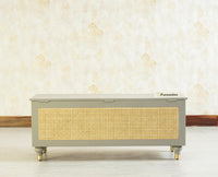Boston Solid Wood Rattan Storage Trunk Box - Trunks & Cabinets - Furniselan Cool-Grey